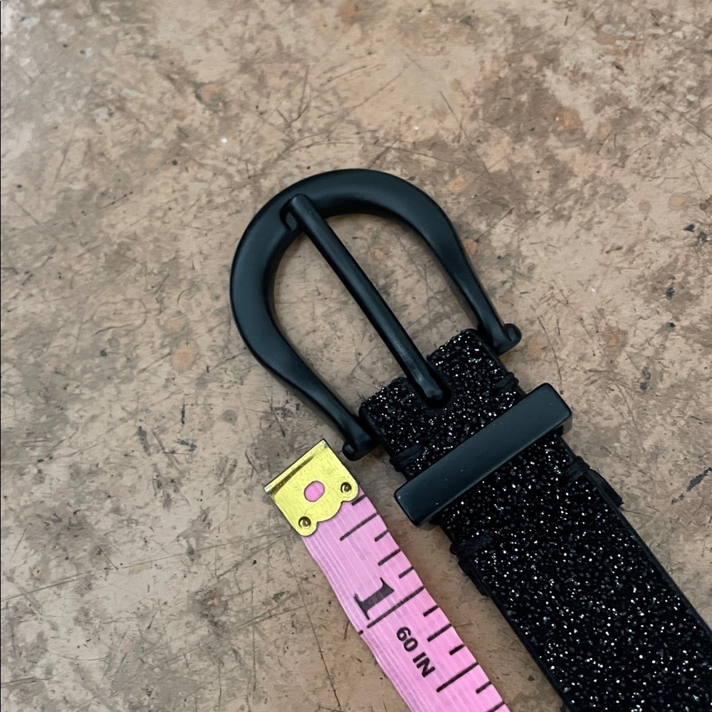 AllSaints Luna Sparkle Skinny Leather Black Western Belt Size Medium NWOT - Picture 5 of 16
